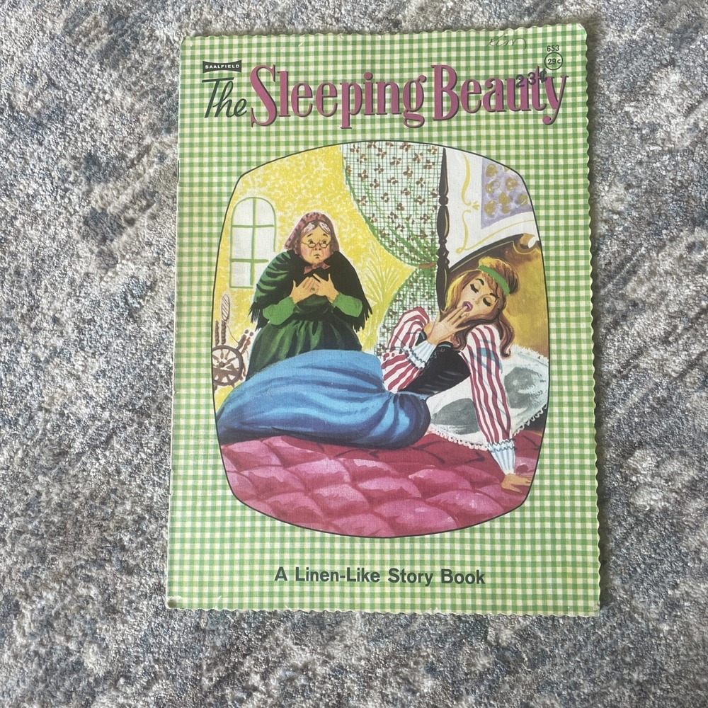 The Sleeping Beauty Linen-Like Story Book Vintage Collectible Amazing Color